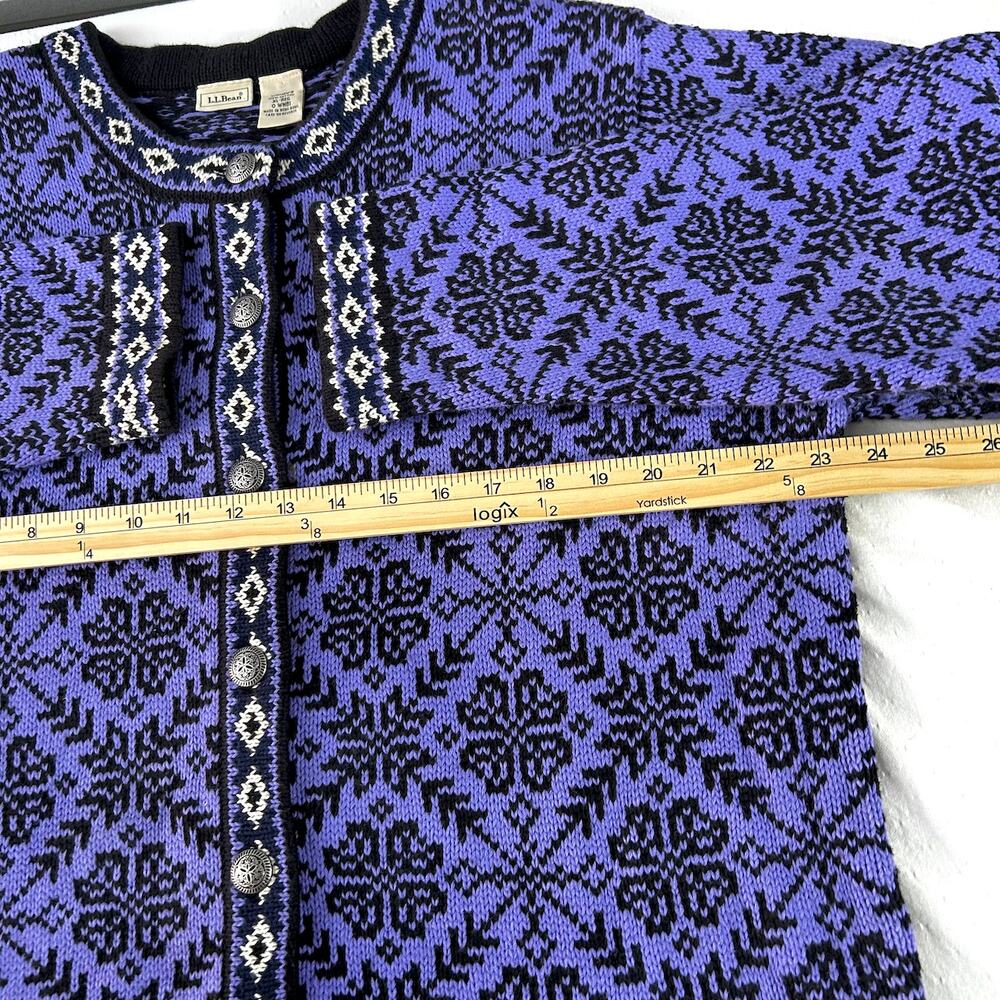 Vintage 90s L.L. Bean Norwegian Wool Nordic Fair Isle Coquette Ski Lodge XL - Picture 7 of 8